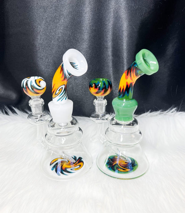 Bent Neck Wig Wag Glass Water Pipe/Dab Rig