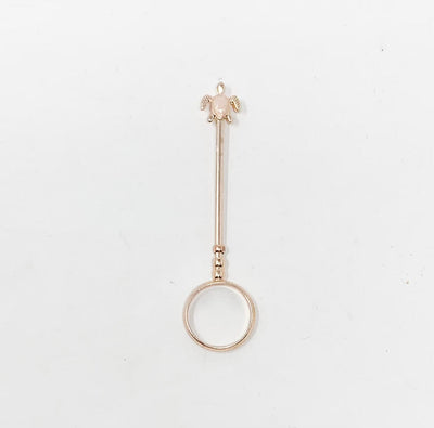Rose Gold Turtle Peach Opal Stone Ring Joint Holder