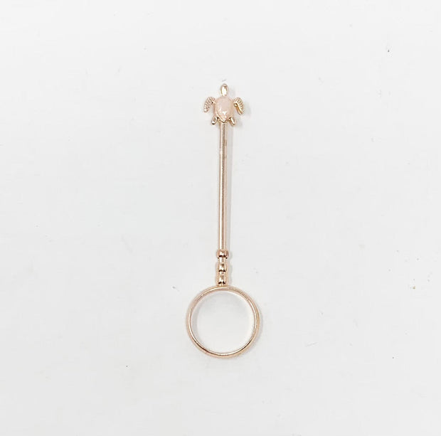 Rose Gold Turtle Peach Opal Stone Ring Joint Holder