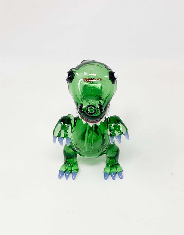 6.5in Green Dinosaur T-Rex Glass Hand Pipe/Bong