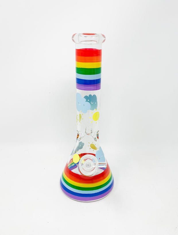 Rainbow Beaker Glass Water Pipe/Bong