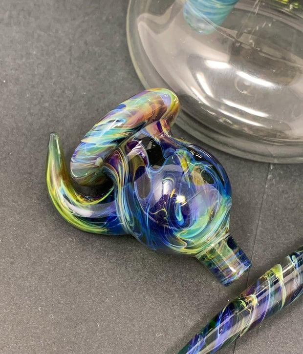 2KGlassWorks Donut Sphere Chaos Horn Heady Glass Water Pipe/Dab Rig