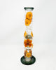 Black Dried Floral Double Perc Glass Water Hand Pipe/Dab Rig
