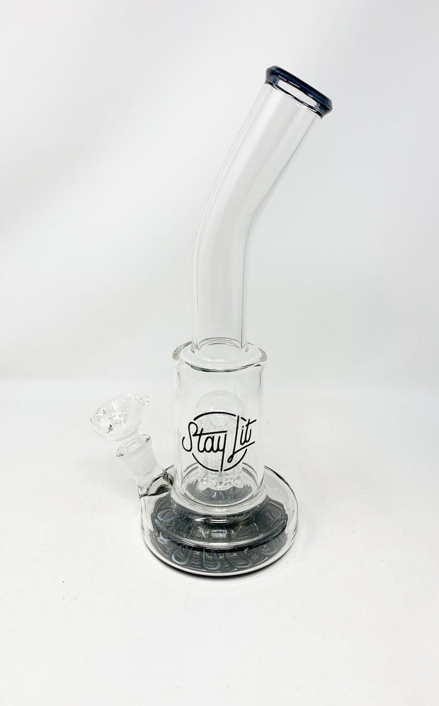 Black StayLit 12.5in Bent Neck Glass Water Hand Pipe/Dab Rig