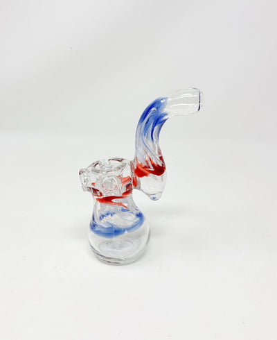 Red White and Blue Swirl Bubbler Glass Hand Pipe