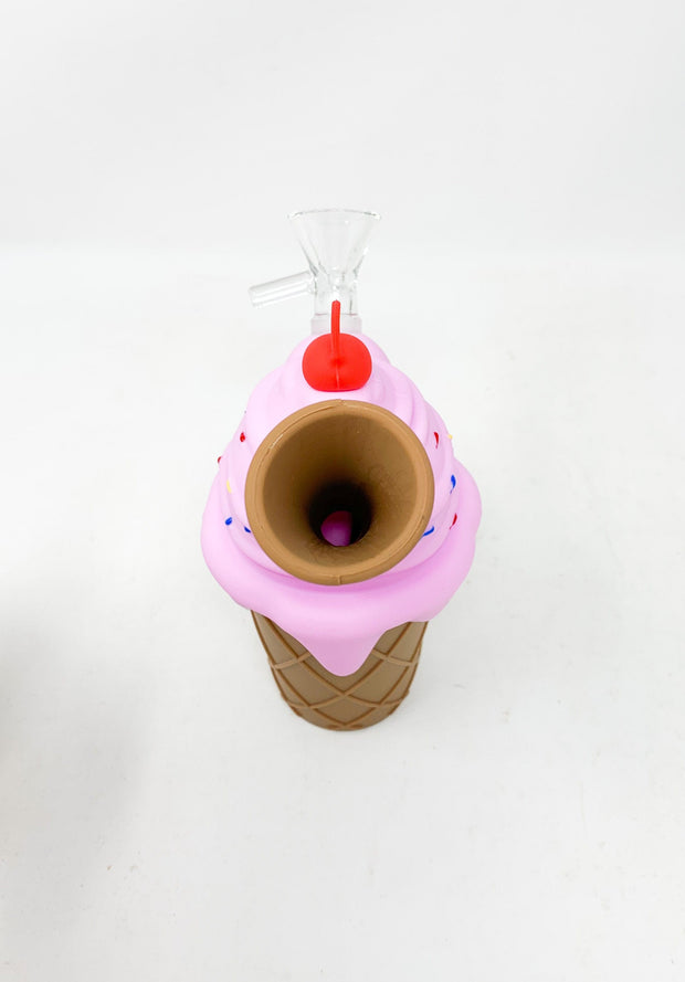 Pink Silicone Ice Cream Cone Water Pipe/Bong