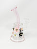 Pink Daisy Flowers 9in Bent Neck Glass Water Hand Pipe/Dab Rig