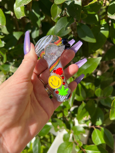 Rasta Smiley Face Glass Hand Pipe