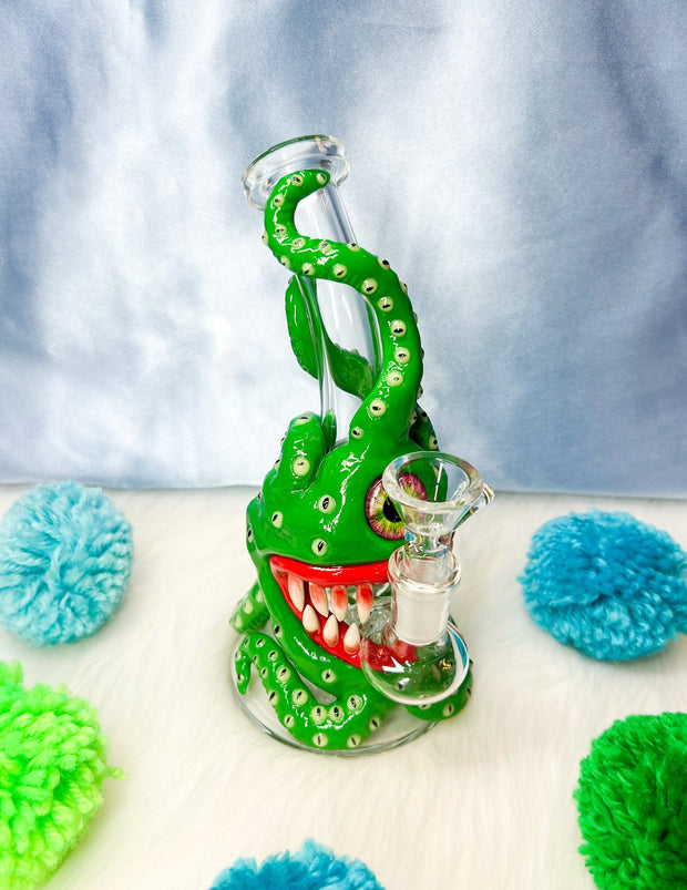 AHH Little Eyeballs Monster Glow In The Dark Glass Water Pipe/Dab Rig