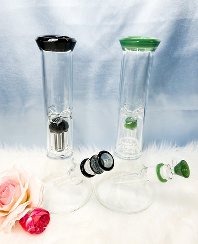 Jade 10in Beaker With Perc Glass Water Pipe/Bong