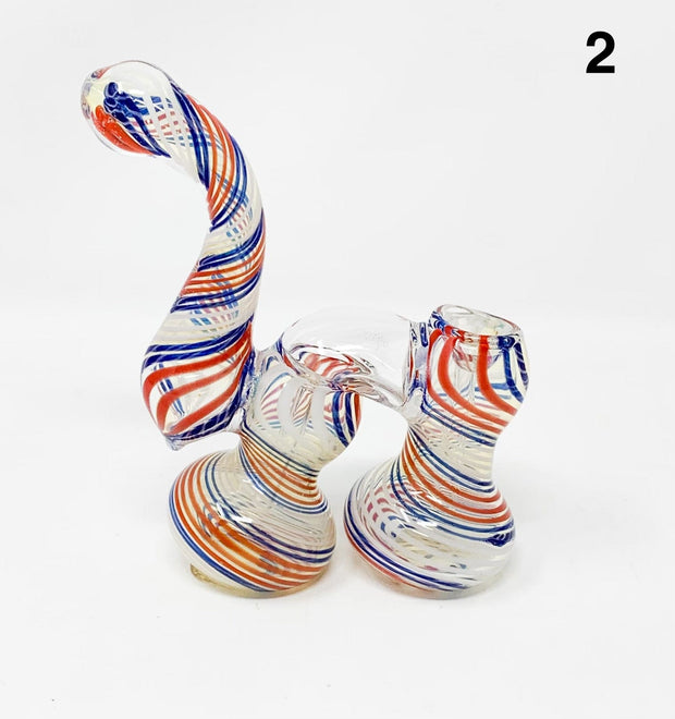 Swirl Double Chamber Glass Hand Pipe/Bubbler