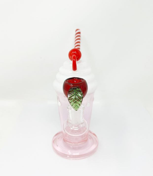 Cherry Milkshake Glass Water Pipe/Dab Rig