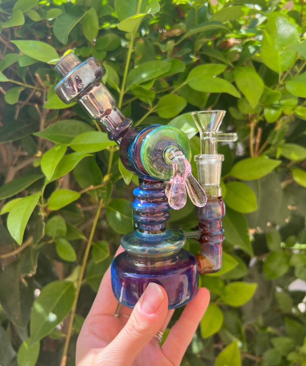 Colorful Fumed 7 Inch Glass Water Pipe/Dab Rig