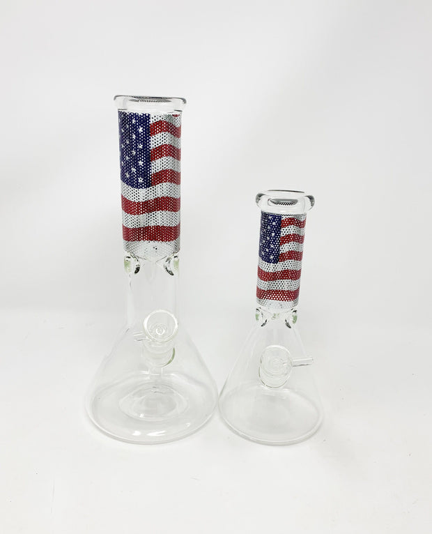 American Flag Beaker Glass Water Pipe/Bong