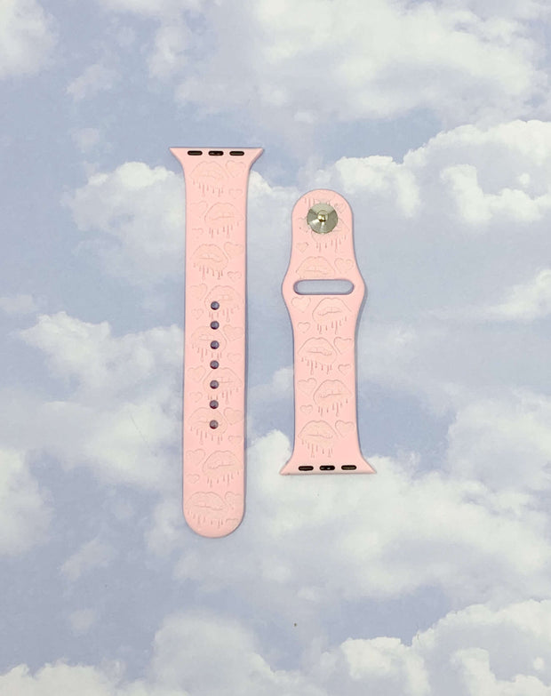 Lip Drip Hearts Engraved Silicone Apple Watch Band