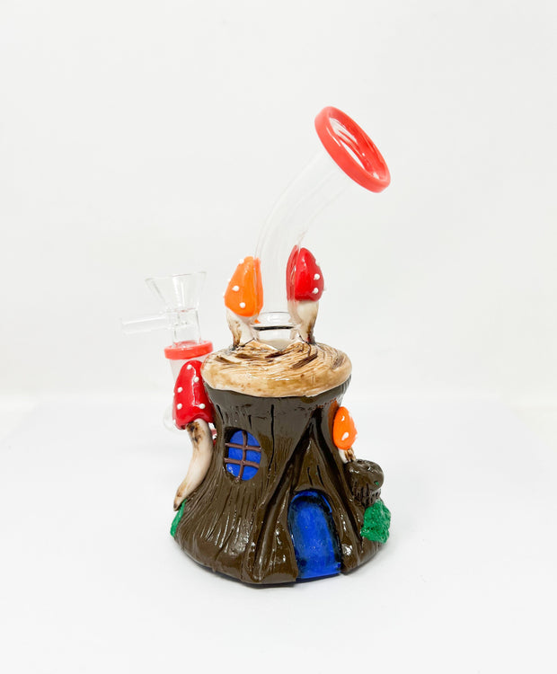 Magical Mushroom Cottage Glass Water Pipe/Dab Rig