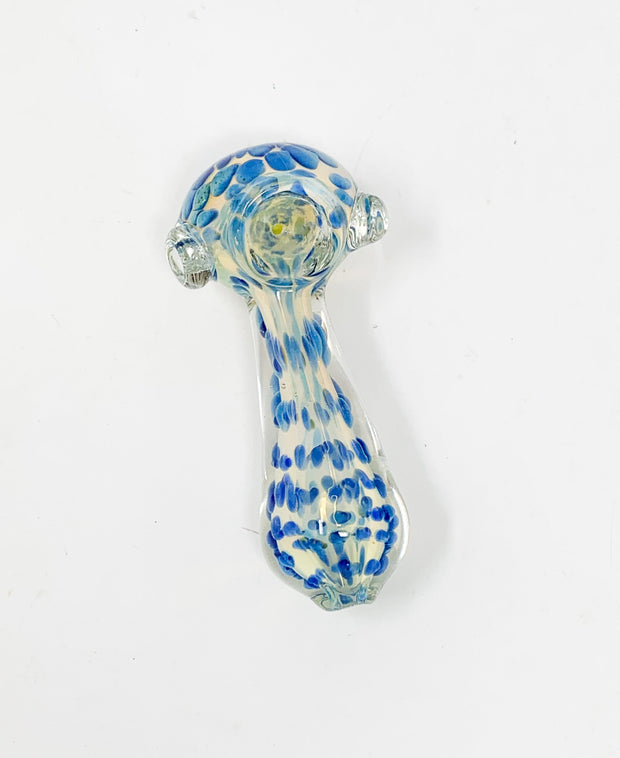 Blue Coral Hornet Head Glass Hand Pipe