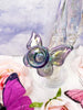 Iridescent Swirl Butterfly Straight Tube Glass Water Pipe/Bong