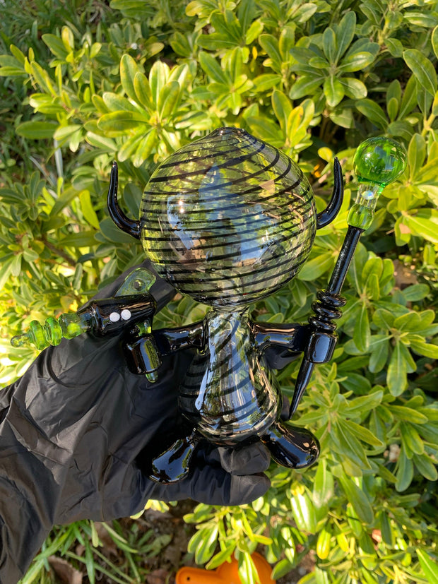 BossHaas Black Opal Slime Green Dab Dude Heady Glass Water Pipe/Dab Rig
