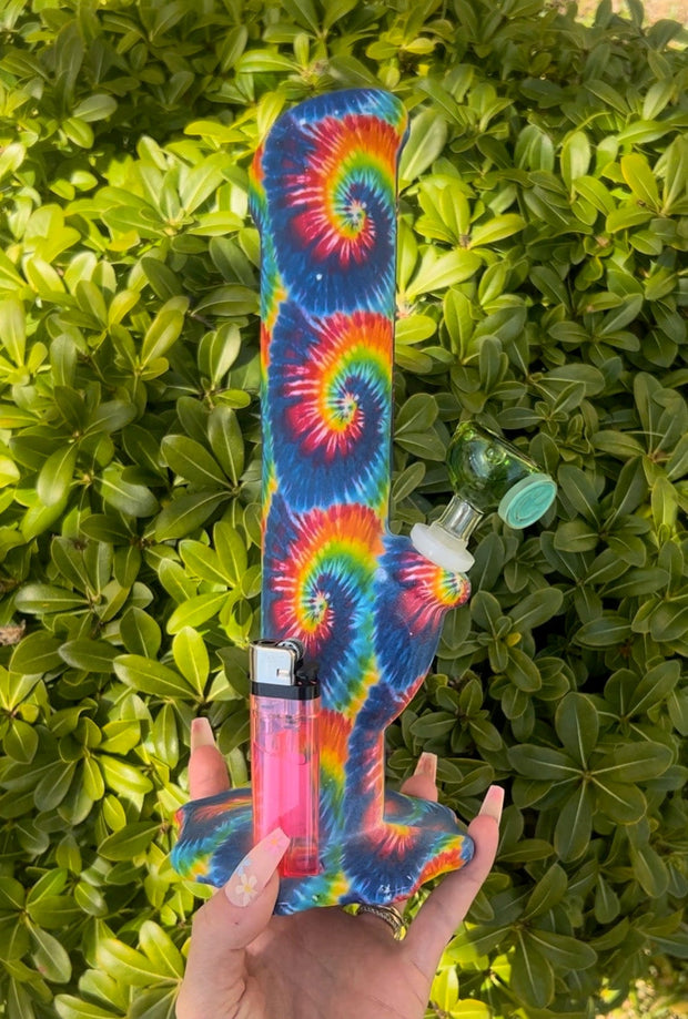 Tie-Dye 10 Inch Silicone Water Pipe/Bong