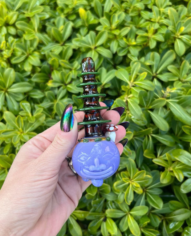 Mother Earth Purple Mushroom Tree Glass Hand Pipe