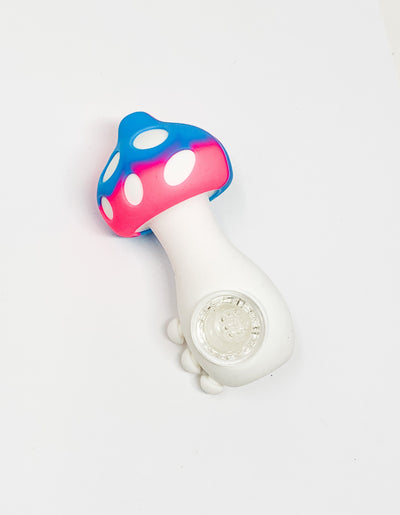 Pink Blue Mushroom Silicone Water Pipe