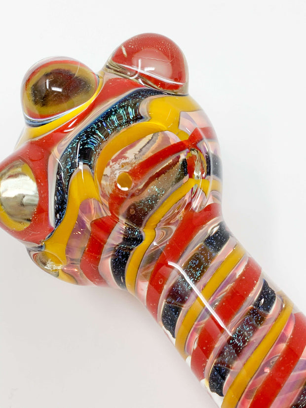 Red Yellow Swirl Dichro Glass Hand Pipe