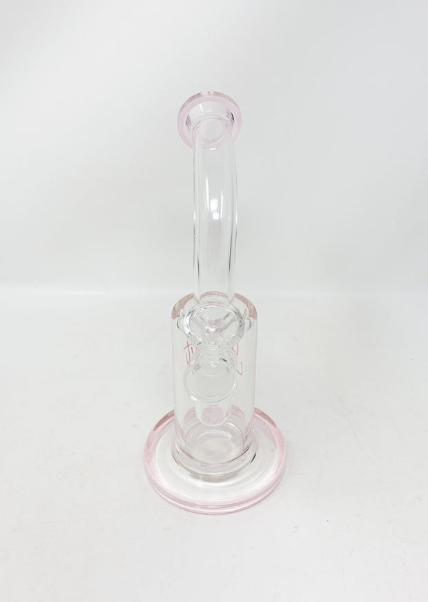 Pink StayLit 8.5in Bent Neck Glass Water Pipe/Dab Rig/Bong