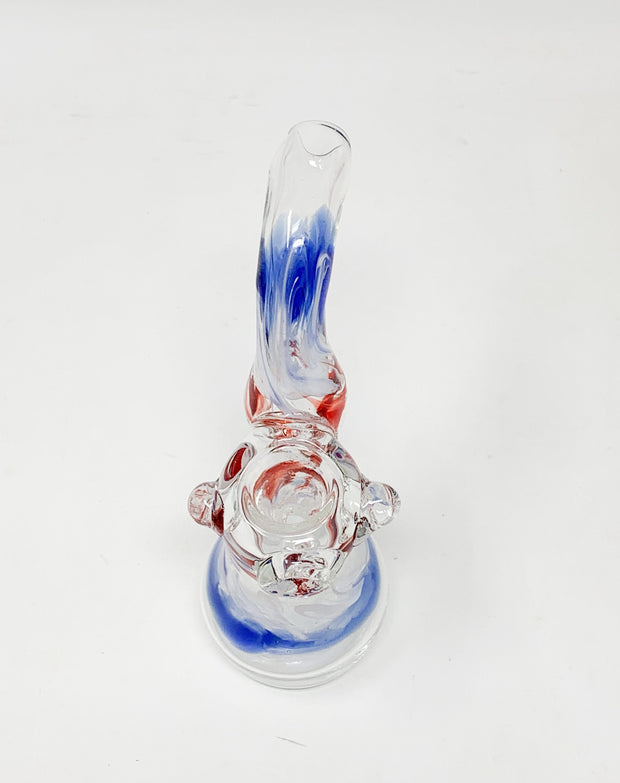 Red White and Blue Swirl Bubbler Glass Hand Pipe