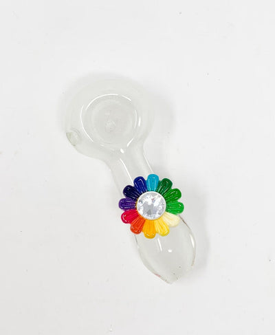 Glow In The Dark Rainbow Flower Glass Hand Pipe