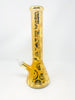 Metallic Gold Smiley Face Weed Leaf Beaker Glass Water Pipe 12in/Bong