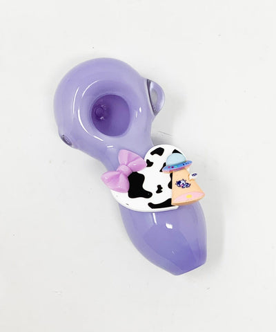 Purple Cow Alien Abduction Glass Hand Pipe
