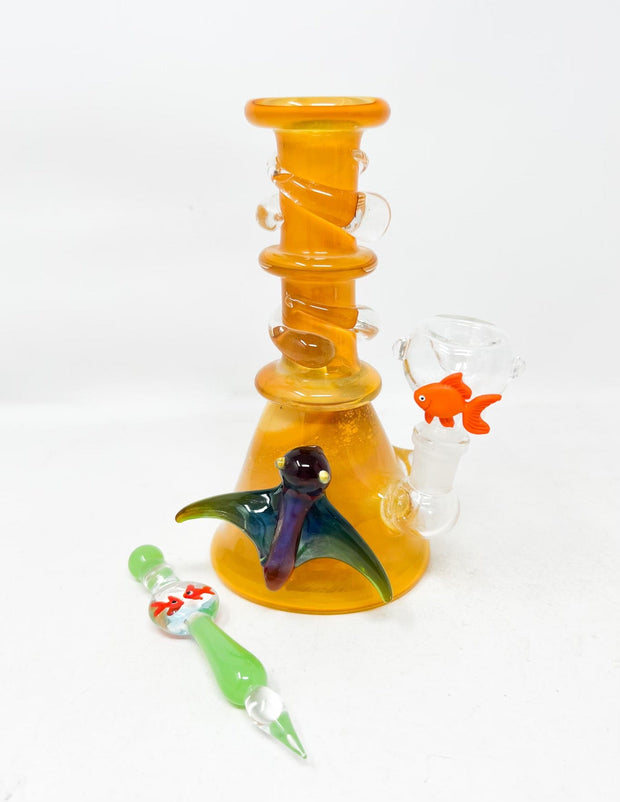 Fumed Stingray Glass Water Pipe/Dab Rig Set