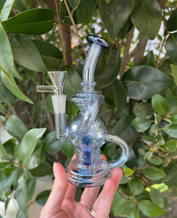 Mini Iridescent Recycler Glass Water Pipe/Dab Rig