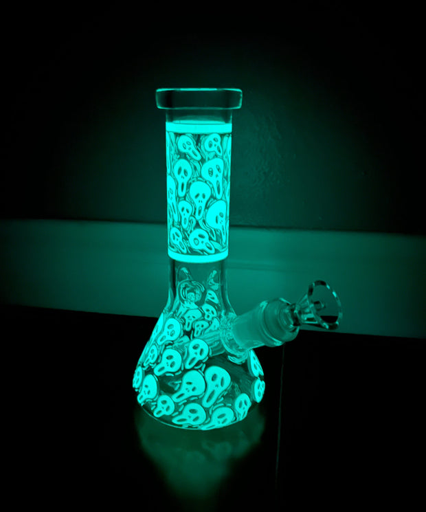 Ghost Mask Glow In The Dark Beaker Glass Water Pipe/Bong