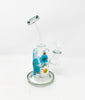 Black Accented Dried Flowers Bent Neck Glass Water Hand Pipe/Dab Rig