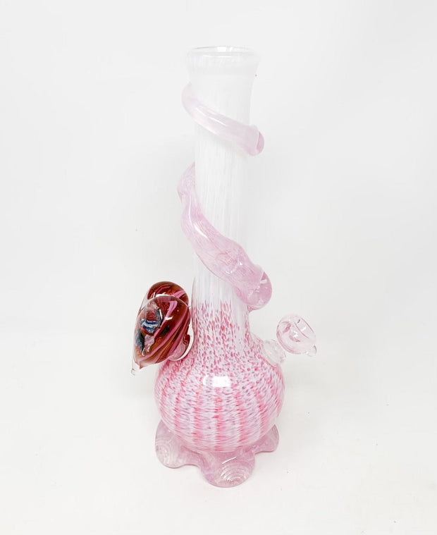 Noble Glass White Pink Ruby Heart Heady Glass Water Pipe/Bong