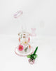 Pink Floral Pink Bent Neck Glass Water Hand Pipe/Dab Rig