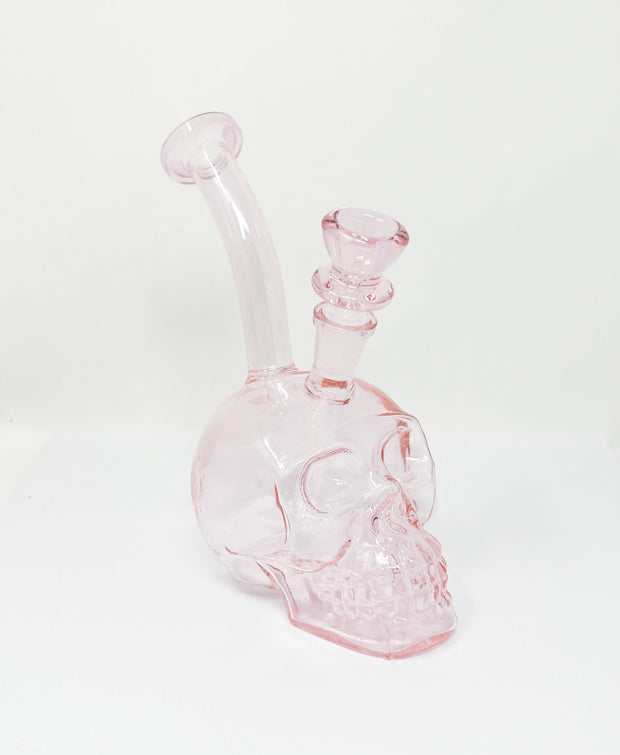 Spooky Clear Glass 8in Skull Water Pipe/Bong
