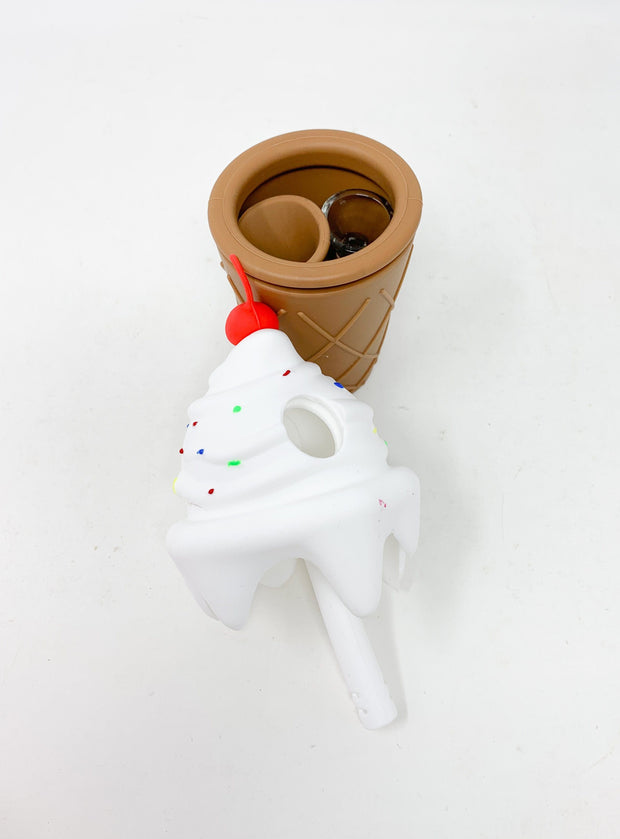 White Silicone Ice Cream Cone Water Pipe/Bong