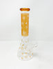 Glow In The Dark Gold Weed Leaves Beaker Glass Water Pipe/Bong