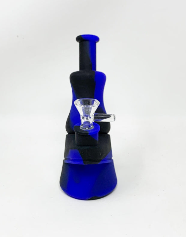 Blue Black Camo Silicone Water Pipe/Bong