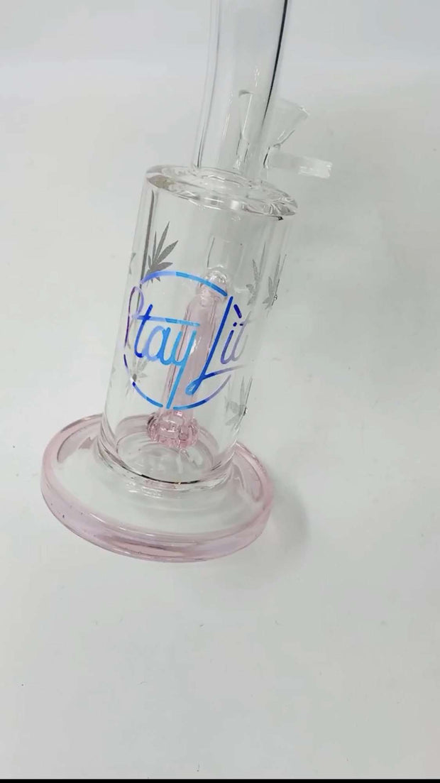 StayLit Opal Holographic Pink and Transparent Bent Neck Glass