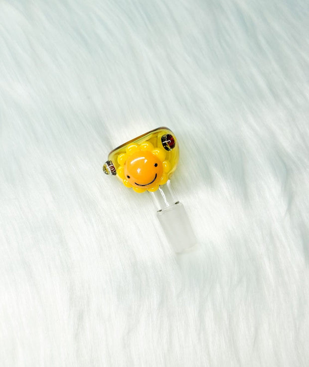 Amber Sun Smiley Face 14mm Glass Bowl