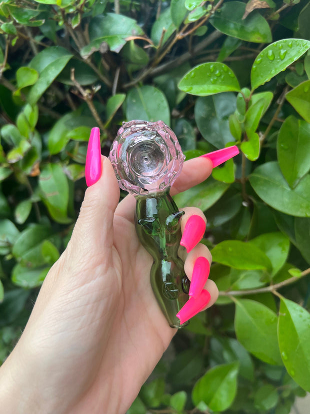 Pink Rose Glass Hand Pipe