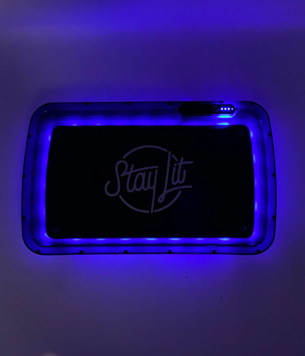 StayLit White Logo LED Rolling Tray
