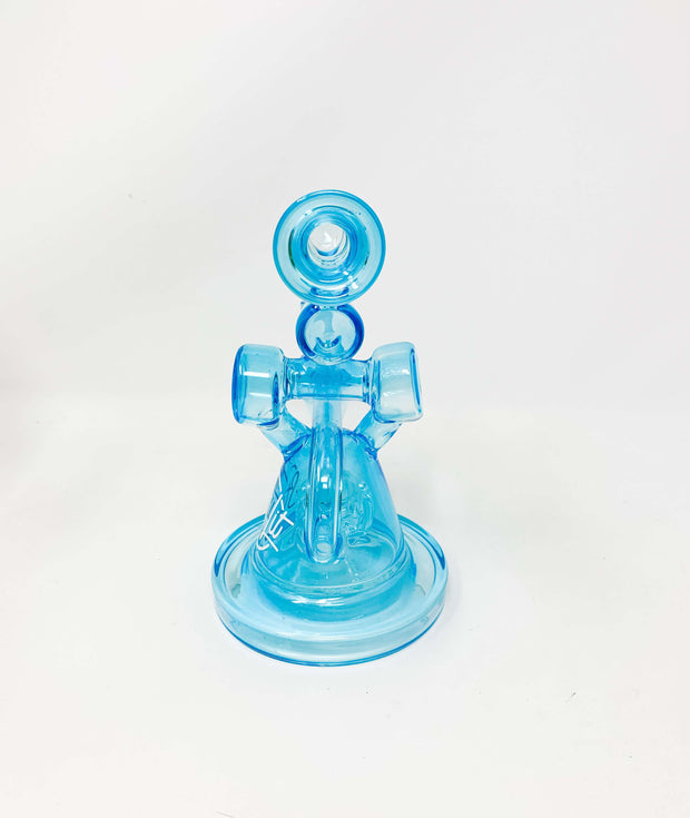 StayLit Blue RayGun 3 Chamber Recycler Glass Hand Pipe/Dab Rig