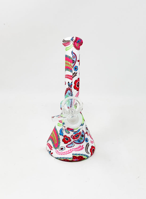White Paisley Silicone Water Pipe/Bong