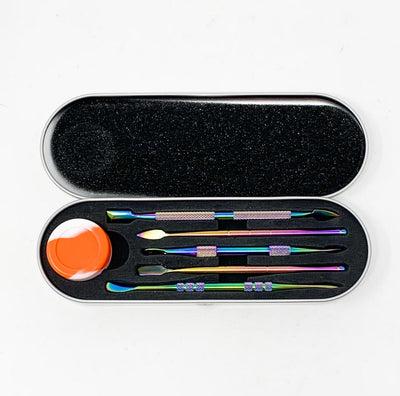 Rainbow 5 Piece Dab Tool Kit with Silicone Wax Container