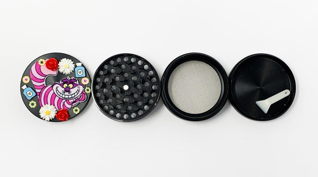 Cheshire Cat Wonderland Herb Grinder Spice Grinder 4 Piece 55mm W/ Cleaning Tool